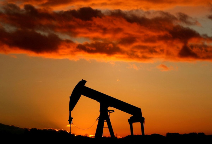 An oil pump is seen at sunset outside Scheibenhard, near Strasbourg, France, October 6, 2017. 