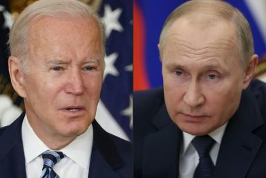 The administration of US President Joe Biden (L) is reacting with caution to moves by Russia's Vladimir Putin in Ukraine