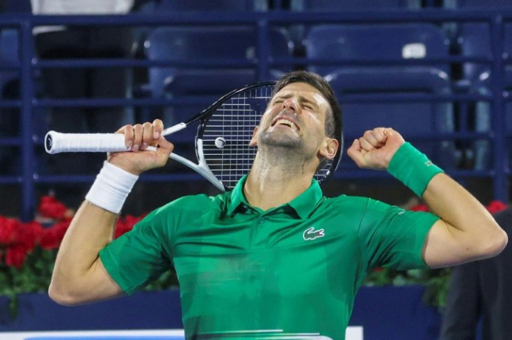 Moment of victory: Novak Djokovic celebrates after defeating Lorenzo Musetti