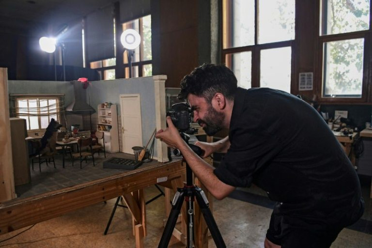 Director Hugo with the tiny set for his Oscar-nominated short film 'Beast'