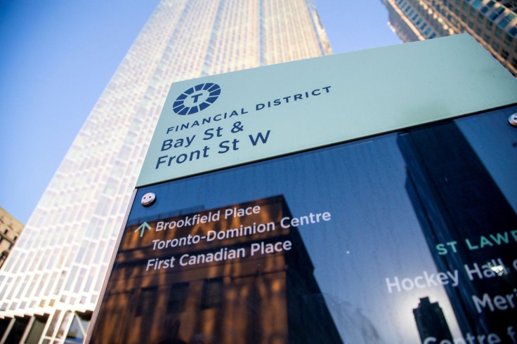 A sign in the financial district in Toronto, Ontario, Canada December 13, 2021.  