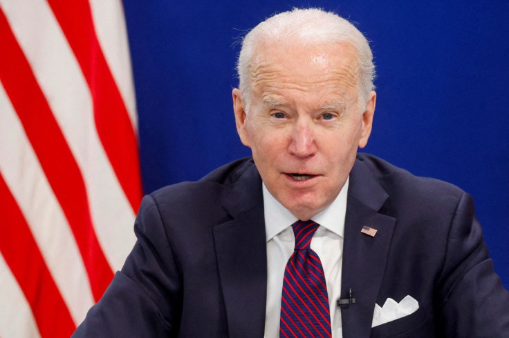 U.S. President Joe Biden holds a virtual meeting with the President's Council of Advisors on Science and Technology in the South Court Auditorium on the White House campus in Washington, U.S., January 20, 2022.  