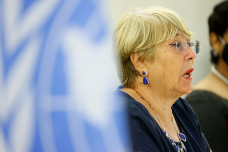 U.N. High Commissioner for Human Rights Michelle Bachelet attends a session of the Human Rights Council at the United Nations in Geneva, Switzerland, September 13, 2021. 