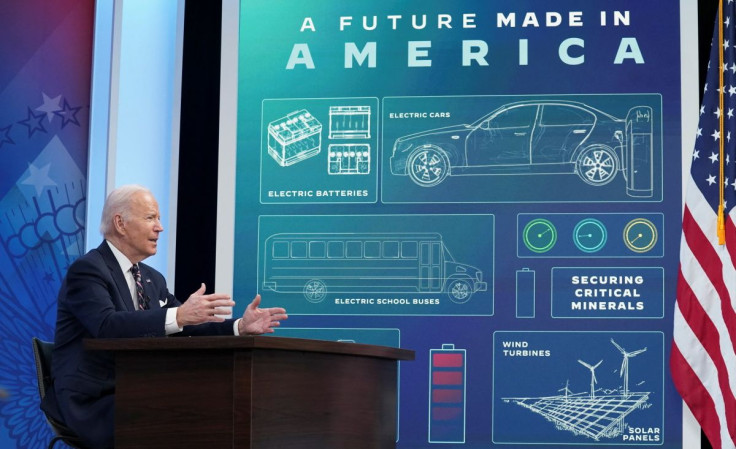 U.S. President Joe Biden speaks during a virtual roundtable on securing critical minerals at the White House in Washington, U.S., February 22, 2022. 