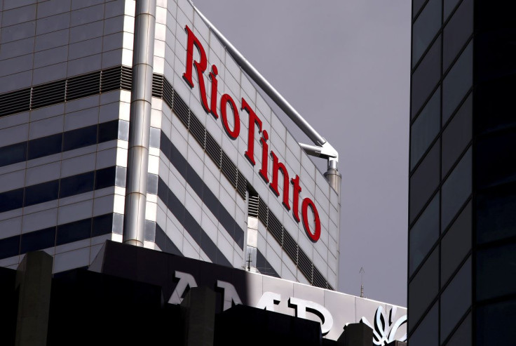 A sign atop mining company Rio Tinto's office in Perth, Western Australia, November 19, 2015. 