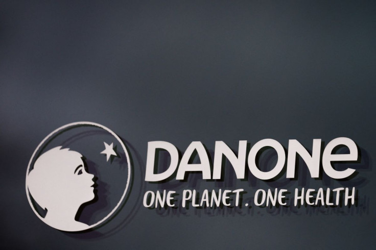 French food group Danone logo is seen at the company headquarters in Rueil-Malmaison near Paris, France, February 20, 2022. 