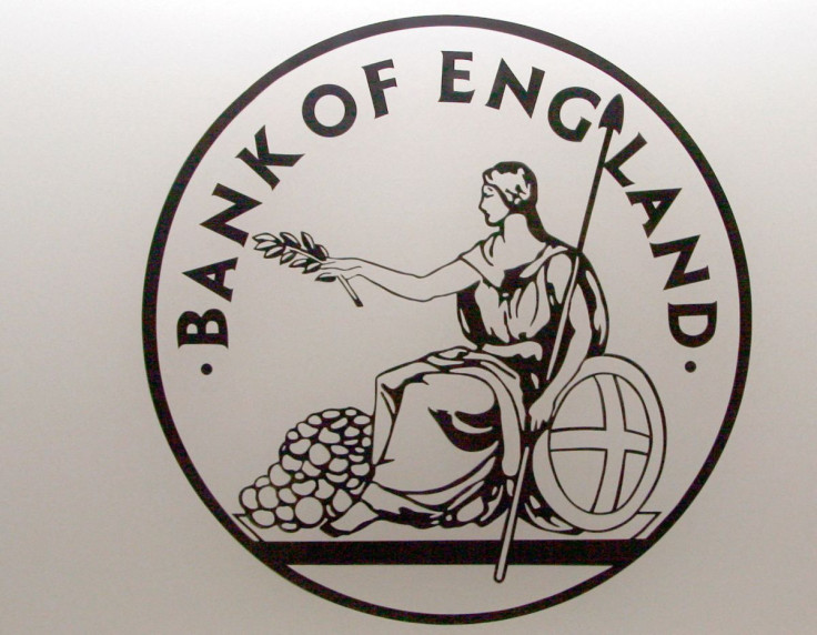 A logo bearing an image of Britannia is seen in the Bank's reception hall, in London in this March 25, 2008 file photograph.