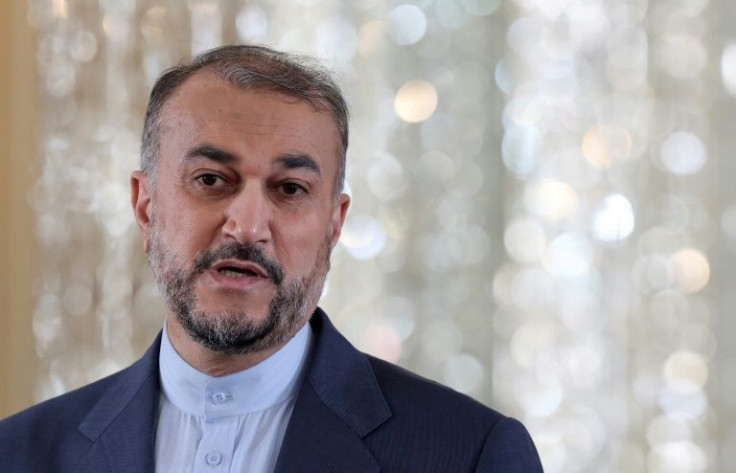 Iranian Foreign Minister Hossein Amir-Abdoulahian speaks at a press conference in Tehran on February 23, 2022