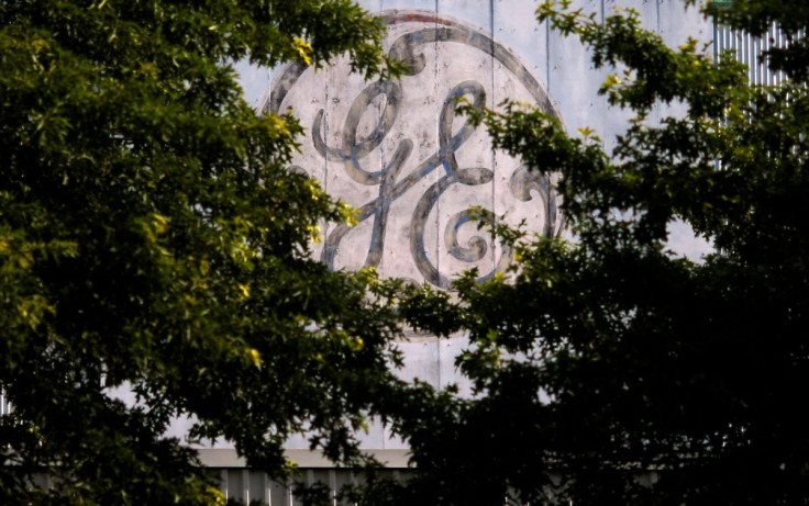 A painted  logo sits over the entrance to a General Electric Co. facility in Medford, Massachusetts July 17, 2009.   