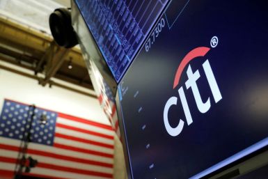 The logo for Citibank is seen on the trading floor at the New York Stock Exchange (NYSE) in Manhattan, New York City, U.S., August 3, 2021. 