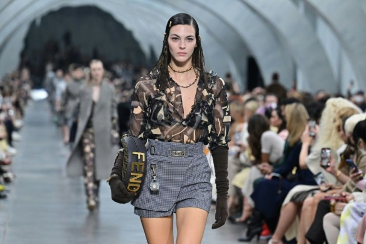 Italian model Vittoria Ceretti on the catwalk at the Fendi show