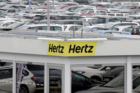 A logo of the American car rental company Hertz is seen at Bordeaux Airport in Merignac, Southwestern France, February 4, 2016.  