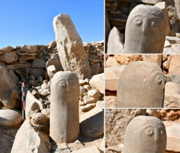 A picture from the Jordanian Antiquities Authority shows the recently discovered finds linked to Neolithic era (4500-9000 BC) hunter-gatherers