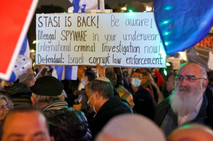 Supporters of former Israeli prime minister Benjamin Netanyahu demand an inquiry into the Pegasus scandal after reports the secret spyware was also turned on Israeli citizens