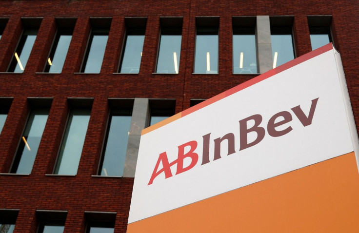 The logo of Anheuser-Busch InBev is pictured outside the brewer's headquarters in Leuven, Belgium February 28, 2019.  