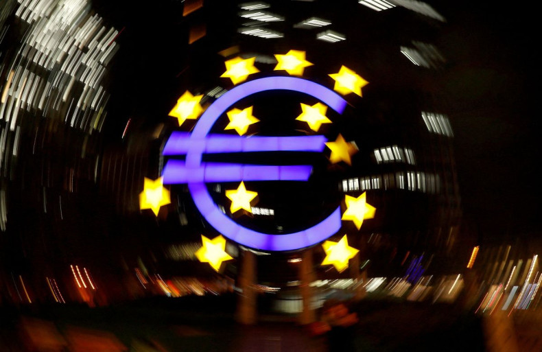 The euro sign is photographed in front of the former headquarters of the European Central Bank in Frankfurt, Germany, April 9, 2019. Picture is taken on slow shutter speed while the camera was moved.  