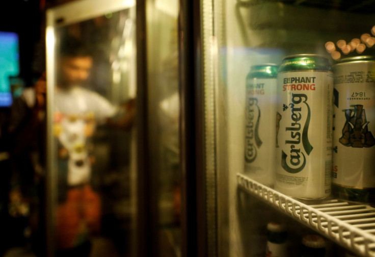 Carlsberg beer cans are seen at a pub in Mumbai, India, October 20, 2018. Picture taken October 20, 2018. 