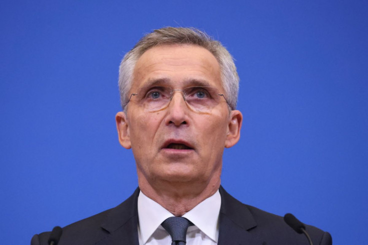 NATO Secretary-General Jens Stoltenberg speaks as he holds a news conference on Russia's attack on Ukraine, in Brussels, Belgium February 24, 2022. 