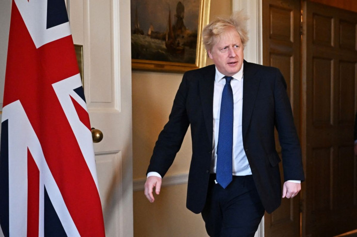 British Prime Minister Boris Johnson prepares to record an address at Downing Street after he chaired an emergency Cobra meeting to discuss the UK response to the Russian invasion of Ukraine, in London, Britain February 24, 2022. Jeff J Mitchell/Pool via