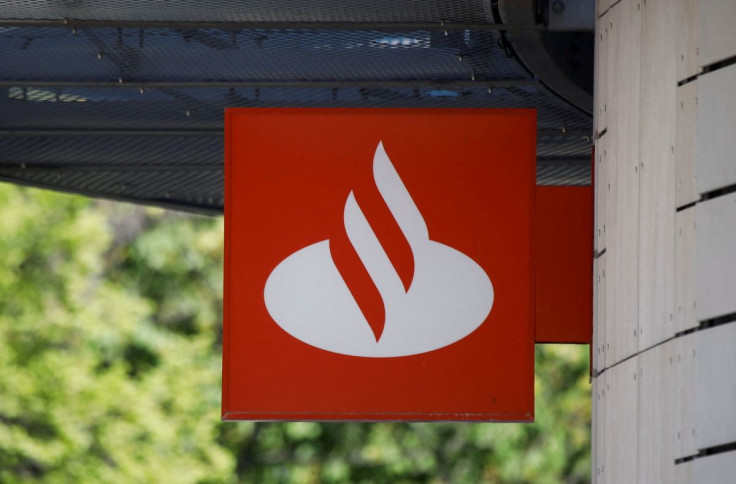 The Polish unit of Spain's Santander (Santander Bank Polska) logo is pictured in Warsaw, Poland, May 10, 2021. 