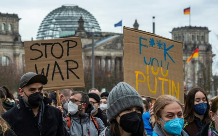 Demonstrators gathered in Berlin to protest against Russia's invasion of the Ukraine