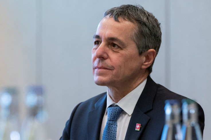 Swiss President Ignazio Cassis and U.S. Secretary of State Antony Blinken (not pictured) meet in Geneva, Switzerland, January 21, 2022. Alex Brandon/Pool via