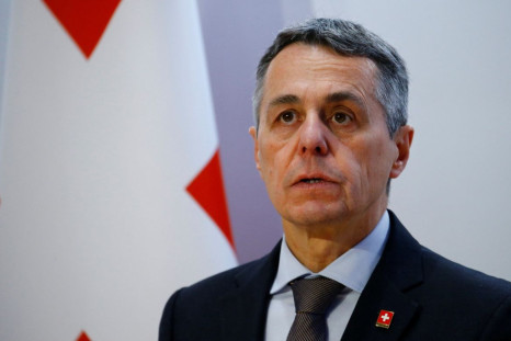 Swiss President Ignazio Cassis addresses a news conference after a meeting of the Swiss government Bundesrat in Bern, Switzerland February 24, 2022.   