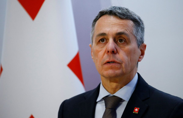 Swiss President Ignazio Cassis addresses a news conference after a meeting of the Swiss government Bundesrat in Bern, Switzerland February 24, 2022.   