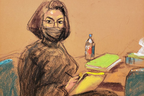 Ghislaine Maxwell turns to sketch court sketch artist Jane Rosenberg during the trial of Maxwell, the Jeffrey Epstein associate accused of sex trafficking, in a courtroom sketch in New York City, U.S., December 7, 2021. 