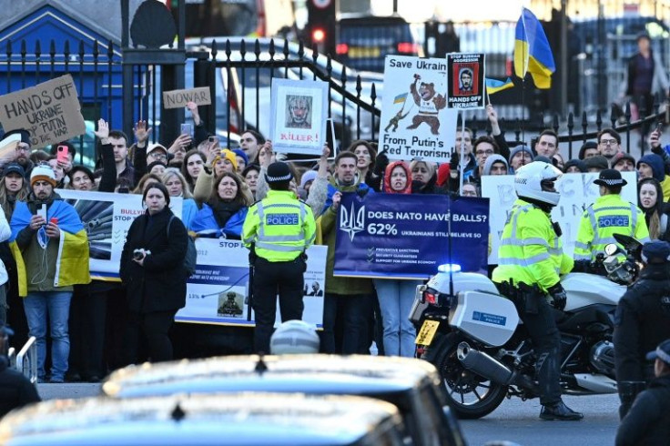 Protesters gathered in support of Ukraine outside Johnson's Downing Street office