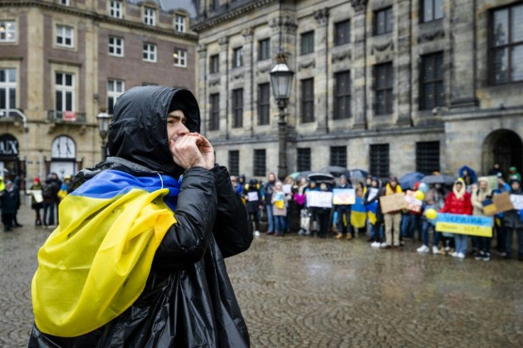 Amsterdam's Dam Square also saw protesters show their support for Ukraine