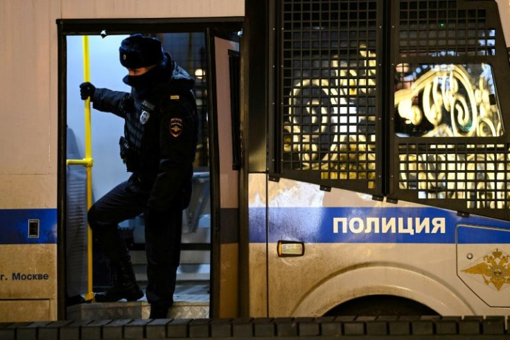 Police deployed on the streets during a Moscow protest against Russia's invasion of Ukraine