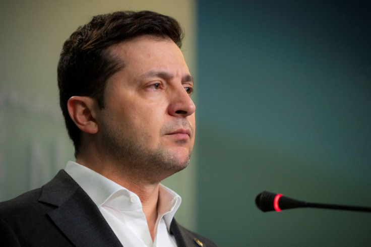 Ukrainian President Volodymyr Zelenskiy attends a news briefing in Kyiv, Ukraine, February 24, 2022. Ukrainian Presidential Press Service/Handout via REUTERS ATTENTION EDITORS - THIS IMAGE WAS PROVIDED BY A THIRD PARTY.