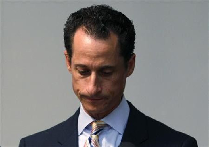 Rep. Anthony Weiner pauses as he announces that he will resign from the United States House of Representatives during a news conference in Brooklyn, June 16, 2011.