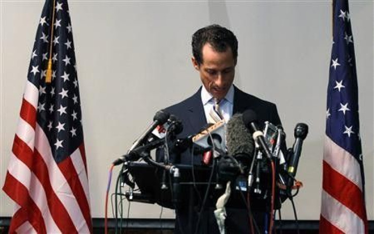 Rep. Anthony Weiner announces that he will resign from the United States House of Representatives during a news conference in Brooklyn, June 16, 2011.
