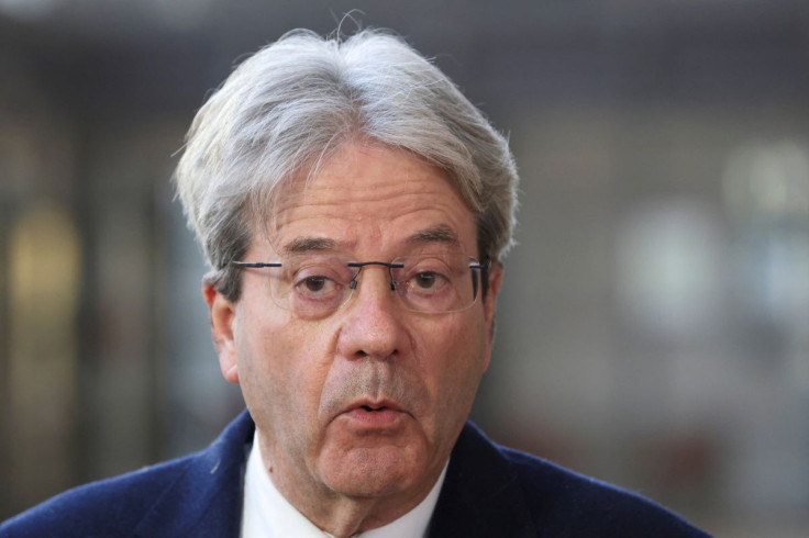 European Commissioner for Economy Paolo Gentiloni speaks as he attends a Euro zone finance ministers meeting in Brussels, Belgium January 17, 2022. 