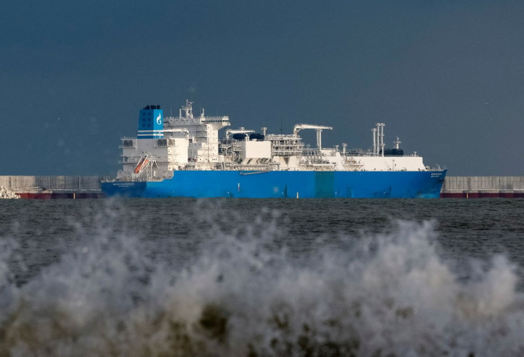 Russian Gazprom's the Marshal Vasilevskiy vessel, a floating storage and regasification unit (FSRU), is seen anchored offshore in the Baltic Sea near Kaliningrad, Russia, February 3, 2022.