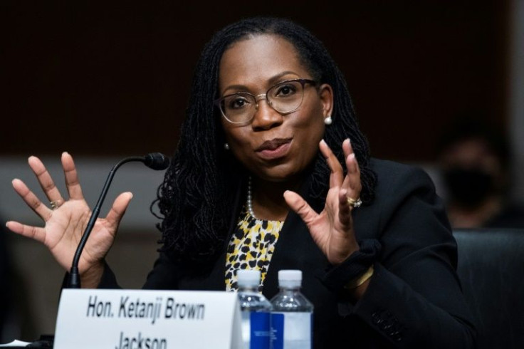 In this file photo taken on April 28, 2021, Ketanji Brown Jackson, then a nominee to be US Circuit Judge for the District of Columbia, testifies during her Senate Judiciary Committee confirmation hearing in Washington, DC