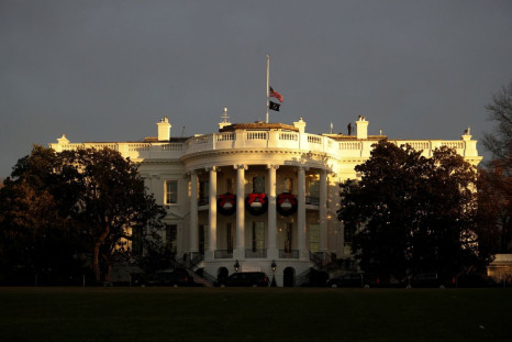 The White House is seen at sunrise, from the South Lawn Driveway in Washington, U.S, December 7, 2021. 