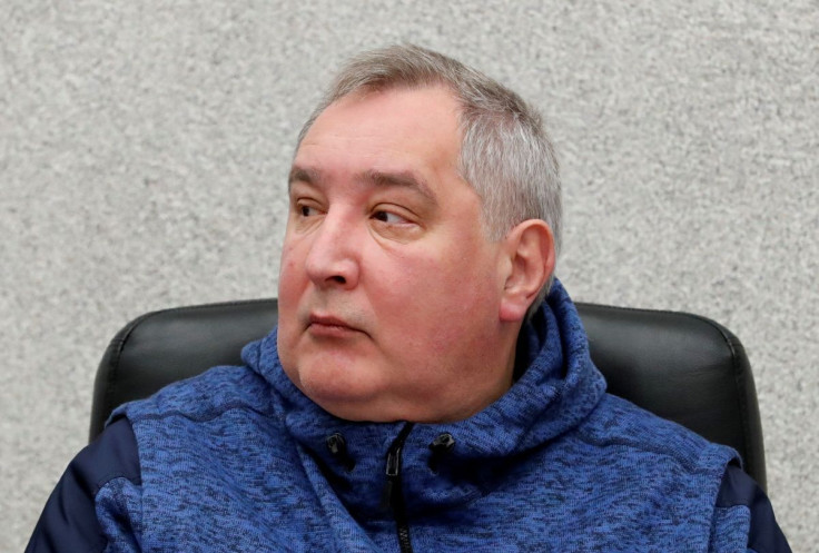 Director General of Roscosmos Dmitry Rogozin attends a meeting of the State Commission on the eve of a mission to the International Space Station (ISS) in Baikonur, Kazakhstan December 7, 2021. 
