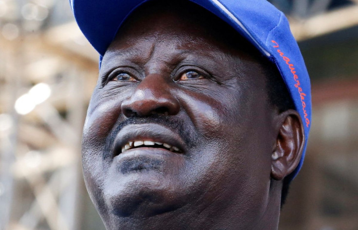 Kenya's Opposition leader Raila Odinga reacts during the Azimio la Umoja (Declaration of Unity) rally to unveil his August 2022 Presidential race candidature at the Moi International Sports centre in Kasarani, Nairobi, Kenya December 10, 2021.