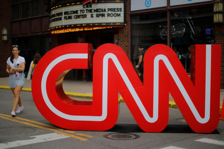 The CNN logo stands outside the venue of the second Democratic 2020 U.S. presidential candidates debate, in the Fox Theater in Detroit, Michigan, U.S., July 30, 2019.    