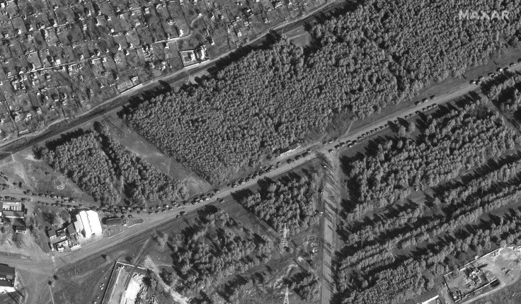 A satellite image shows Russian ground forces approaching Nova Kakhovka, Ukraine, February 26, 2022. Satellite image ©2022 Maxar Technologies/Handout via REUTERS
