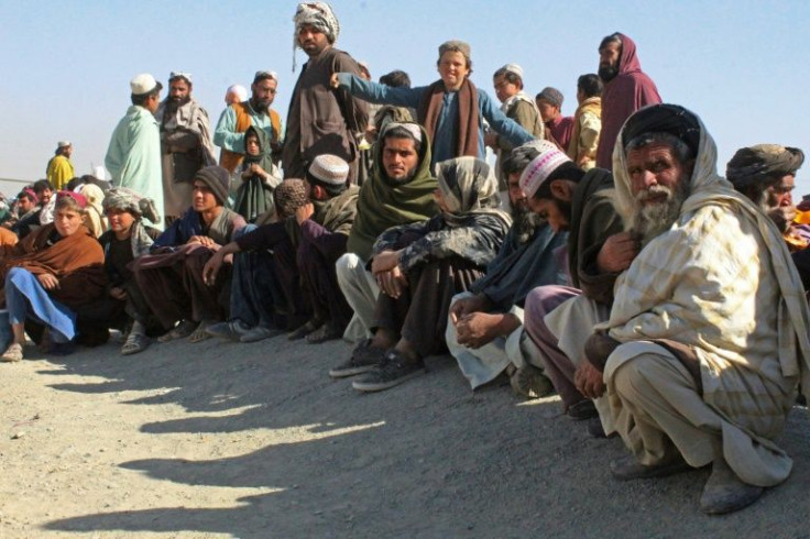 People waiting to cross the border at Chaman, on the Pakistan side of the frontier with Afghanistan