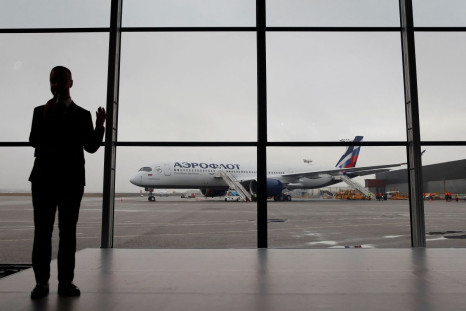 A view shows the first Airbus A350-900 aircraft of Russia's flagship airline Aeroflot during a media presentation at Sheremetyevo International Airport outside Moscow, Russia March 4, 2020. 