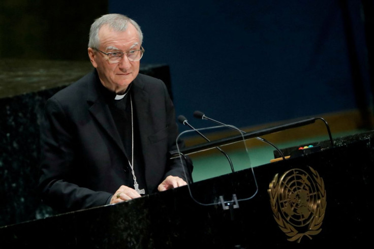 Secretary of State of the Holy See Cardinal Pietro Parolin addresses the 74th session of the United Nations General Assembly at U.N. headquarters in New York City, New York, U.S., September 28, 2019.