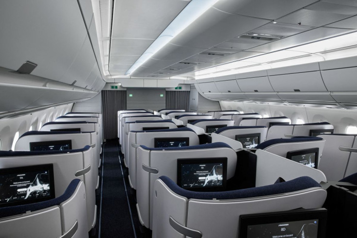 A general view of the business class cabin of a Finnair A350 aircraft is pictured in Helsinki, Finland December 3, 2021. Finnair/Handout via REUTERS 