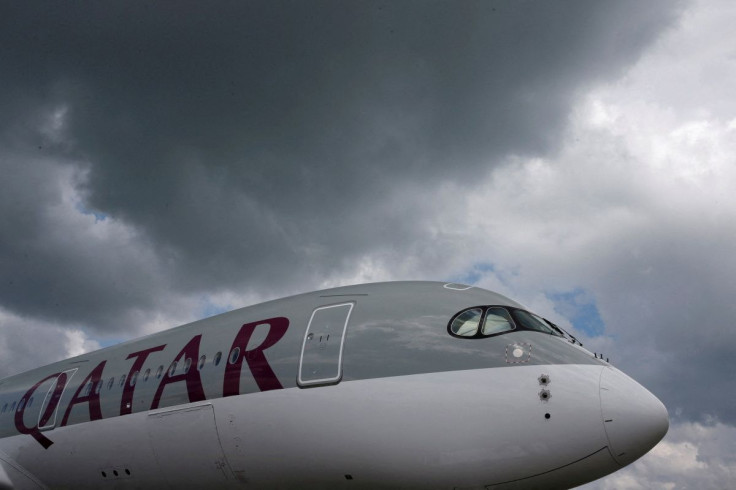 A Qatar Airways Airbus A350 XWB aircraft is displayed at the Singapore Airshow at Changi Exhibition Center February 18, 2016.  