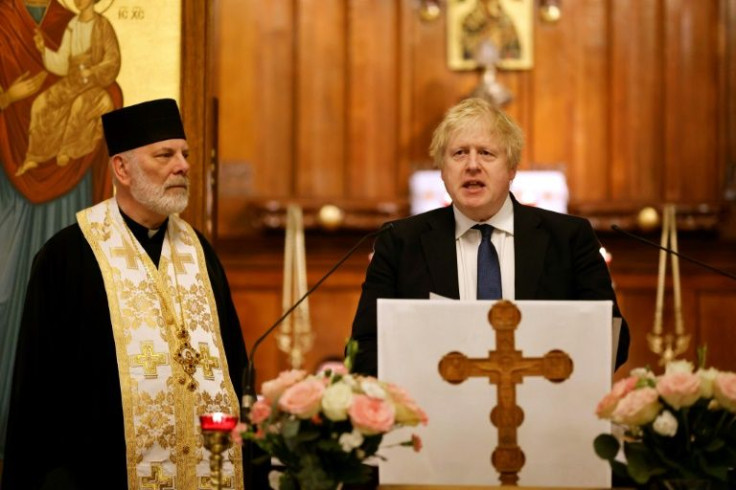 PM Boris Johnson assured Ukrainians of Britain's support in an emotional address at London's Catholic Cathedral of the Holy Family