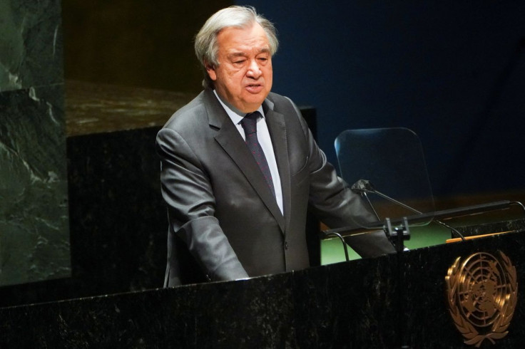 United Nations Secretary General Antonio Guterres speaks during the 11th emergency special session of the 193-member U.N. General Assembly on Russia's invasion of Ukraine, at the United Nations Headquarters in Manhattan, New York City, New York, U.S. Febr